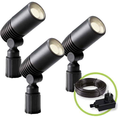 Garden Lights Prikspot - 3 stuks - LED - 2W - IP44 - Antraciet