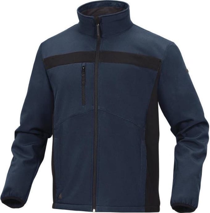 Delta Plus lichte softshell elasthaan jas - Marine | Zwart - L