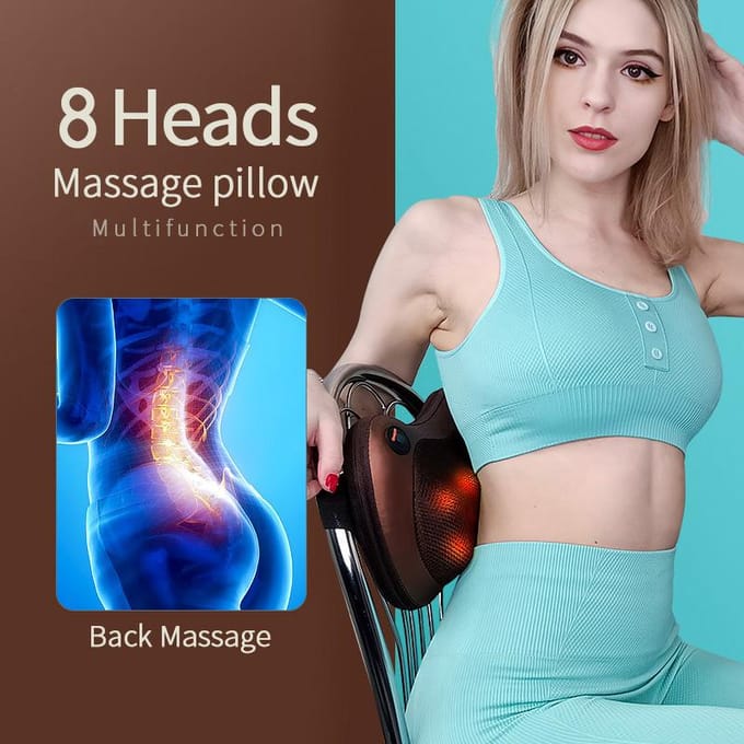 Hoofdmassage Auto Thuis Cervicale Shiatsu Massage Nek Rug Taille Lichaam Elektrisch Multifunctioneel Massagekussen Kussen EU Plug bruin