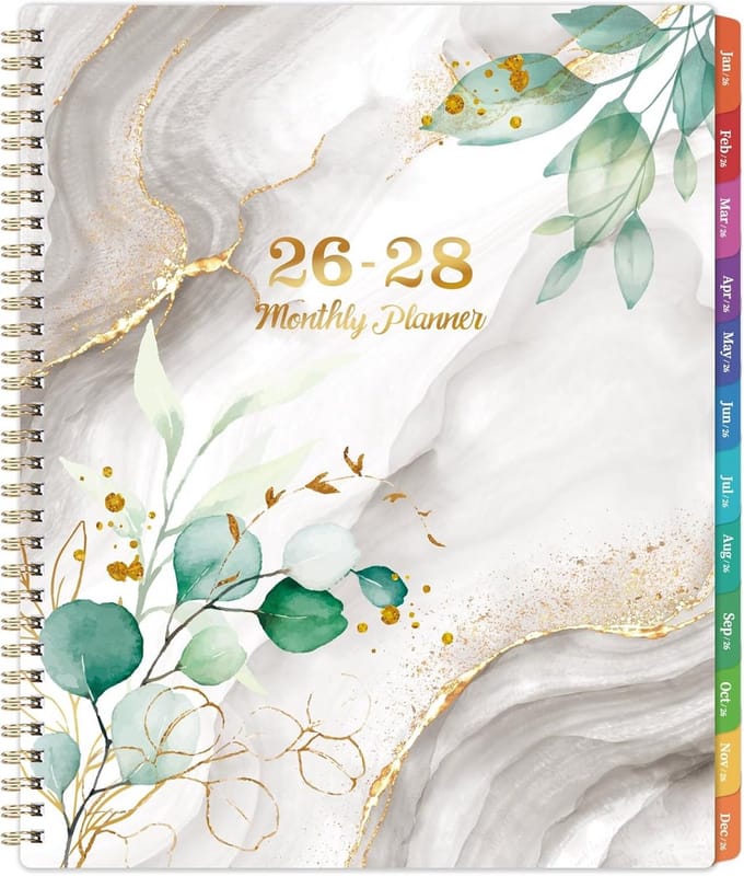 Maandplanner 3 Jaar - Jaarplanner Agenda - Planning Maken - Met Binnenzak - 9x11 Inch - Wit Goud