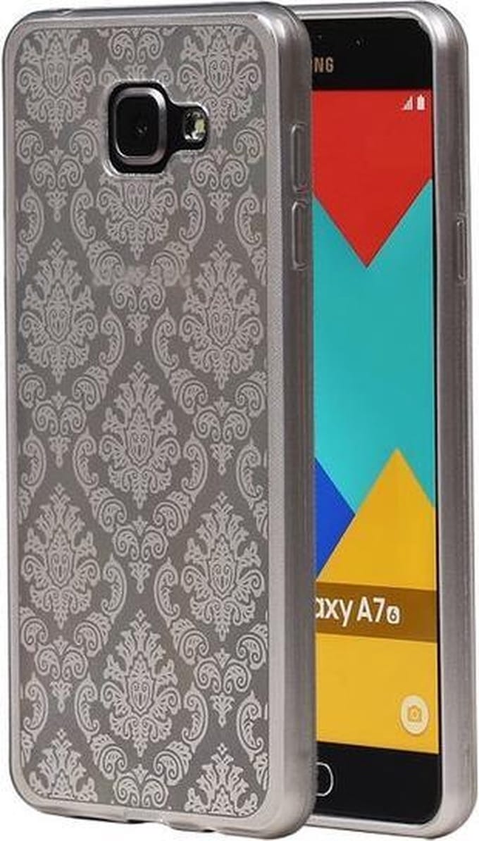 Zilver Brocant TPU back case cover hoesje voor Samsung Galaxy A7 (2016)