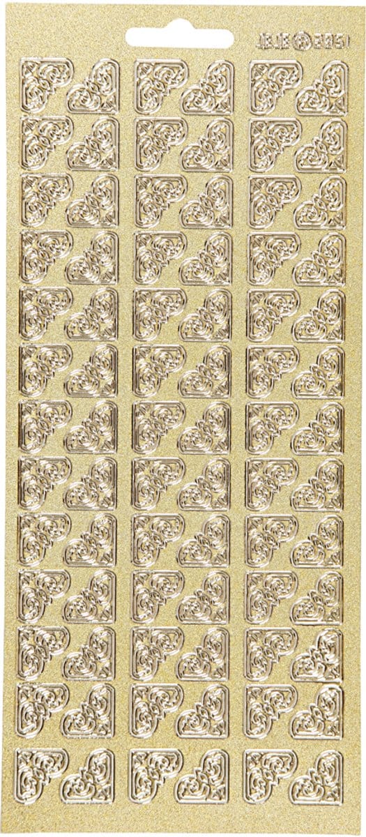 Stickers, hoeken, vel 10x23 cm, goud, 1 vel