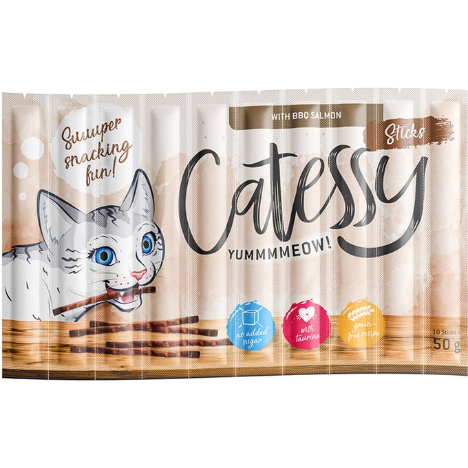 150x5g Sticks BBQ Zalm Catessy Kattensnacks