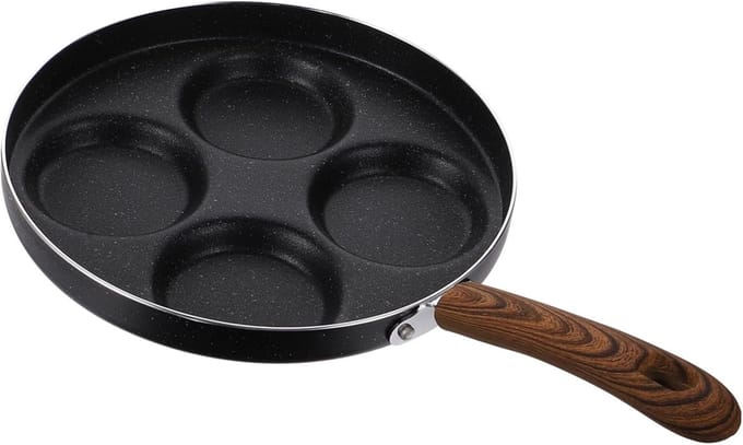 Ei Bakpan - Antiaanbak Pan - Ontbijt Maken - Drie Gaten Ontwerp - 24.5 cm Lengte