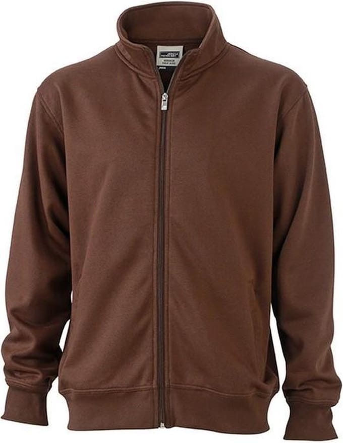 James and Nicholson Unisex Workwear Sweat Jacket (Bruin)