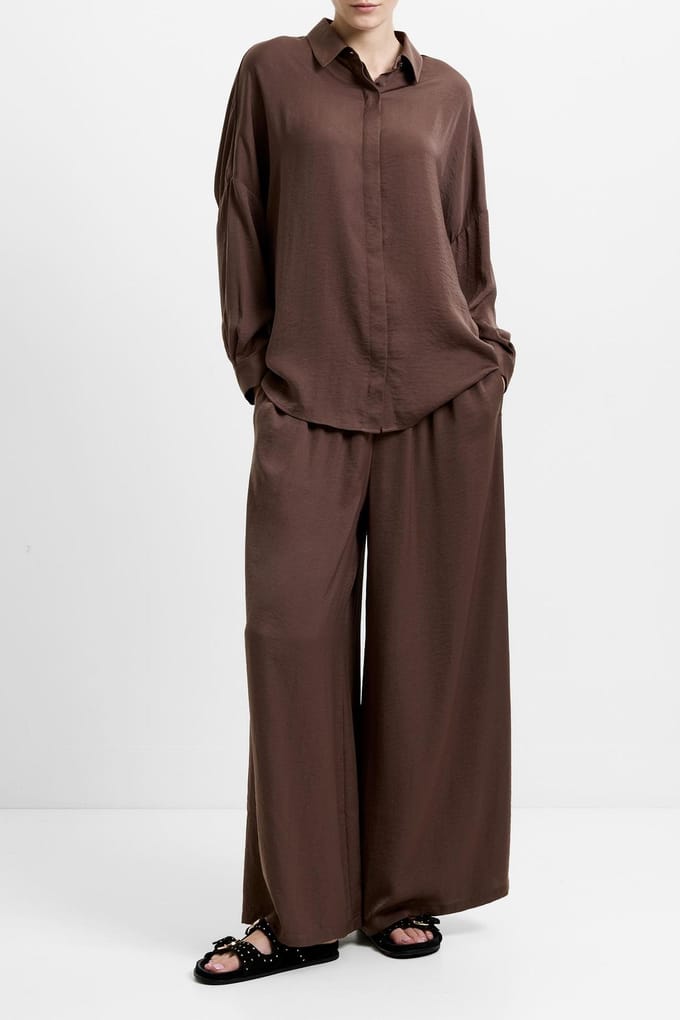 French Connection Damasco Air Flow Poly Ls Shirt Lt Walnut Brown Größe: S | Longsleeves Outlet | Damen | Braun