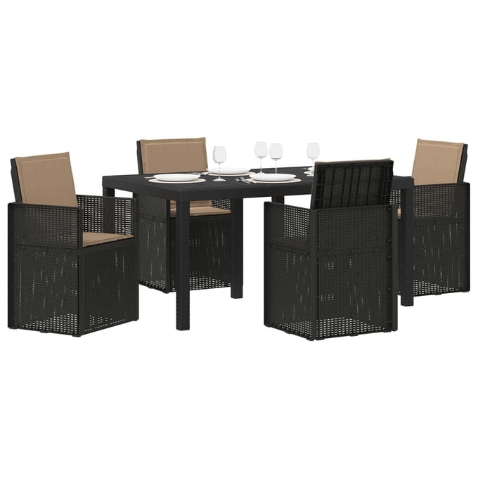 vidaXL - Tuin - Eettafel - Set - 5 - st - Antracietkleurig - en - taupe - PP