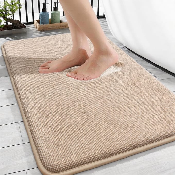 BOTC Badmat - Antislip - 80x50cm - Absorberende Badmat - Extra zachte absorberende - Machinewasbaar - Toiletmat - Abrikoos