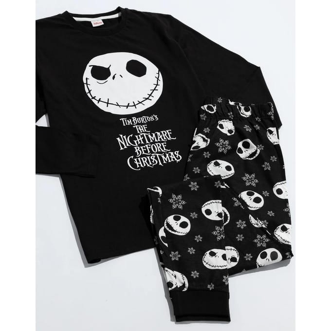 Nightmare Before Christmas jongens Jack Skellington lange pyjamaset 11-12 wit/zwart