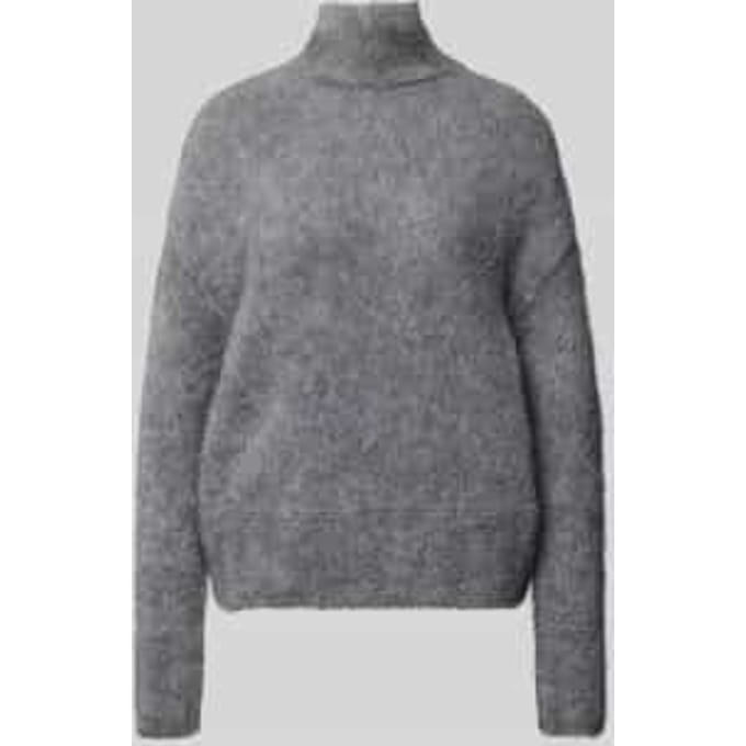 Regular fit gebreide pullover met opstaande kraag en mix van wol en mohair