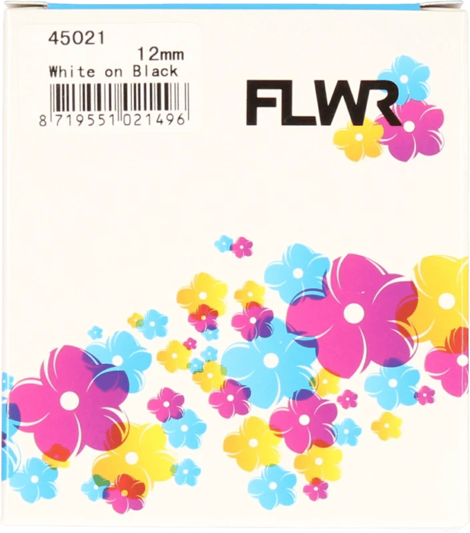 FLWR - Printetiket / 45021 / Zwart op Wit - Geschikt voor Dymo