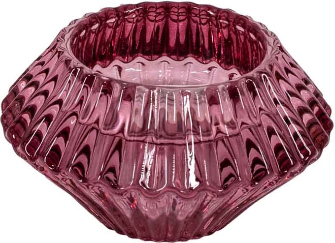 Glazen waxine- en kaarsenstandaard roze