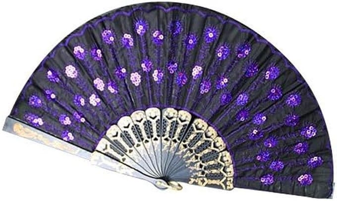 Spanish lace silk folding hand held dance fan flower pattern for party wedding