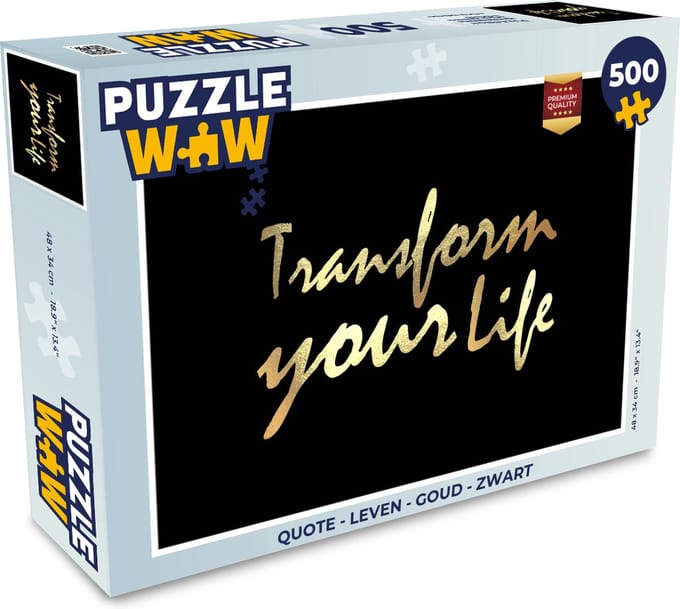 Puzzel Quote - Leven - Goud - Zwart - Legpuzzel - Puzzel 500 stukjes