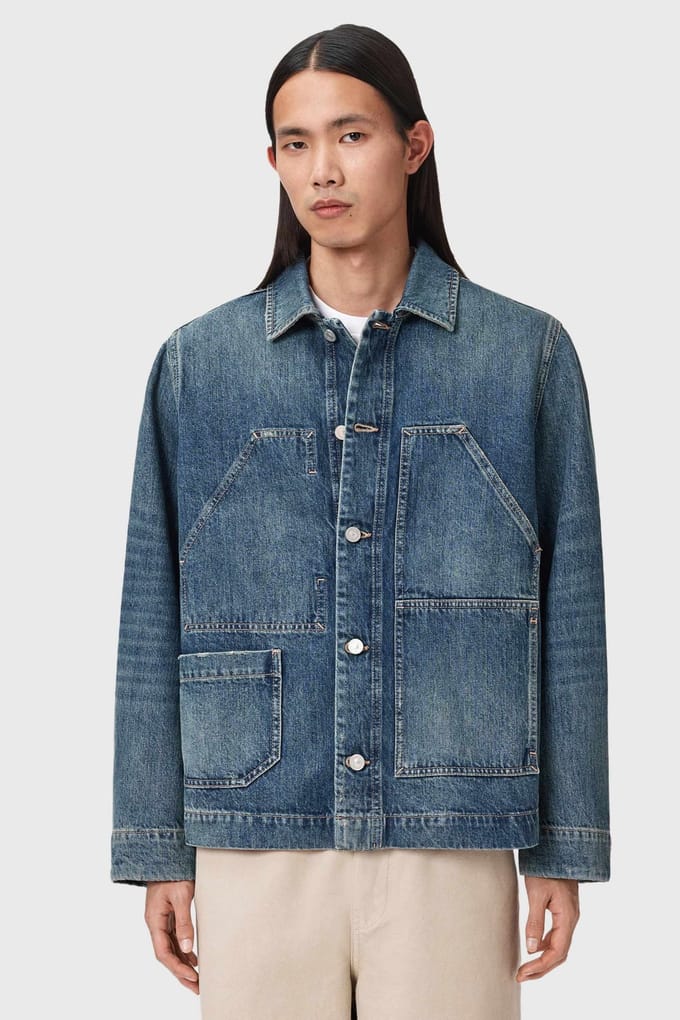 AllSaints Mukesh Jacket Mid Indigo Größe: XL | Jeansjacken Outlet | Herren | Blau