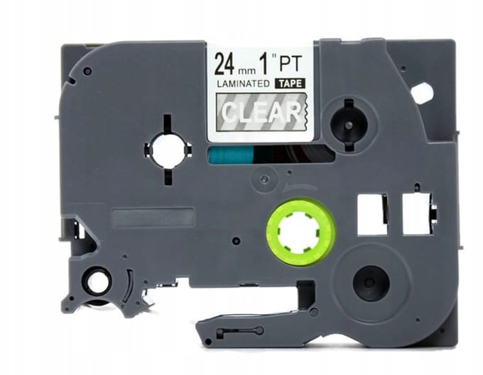 Brother TZe-155 Laminatietape 24mm Transparant met Witte Tekst