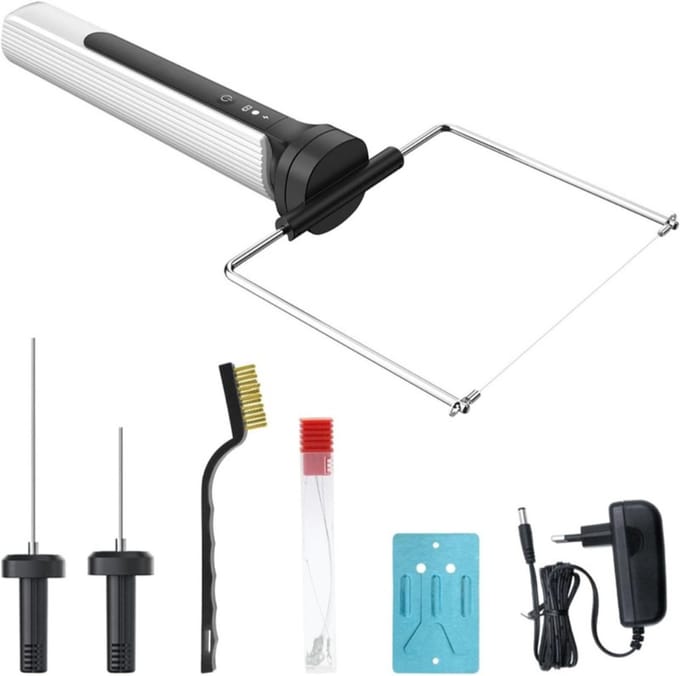 REN® Elektrische Piepschuimsnijder – Draagbare Styroporsnijder Met 4 Messen – Polystyreensnijder – Wit - 26cm x 16cm x 6cm
