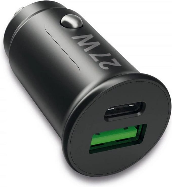 Fontastic 261527 Autolader USB-A naar USB-C - Snellader - 27W - Zwart