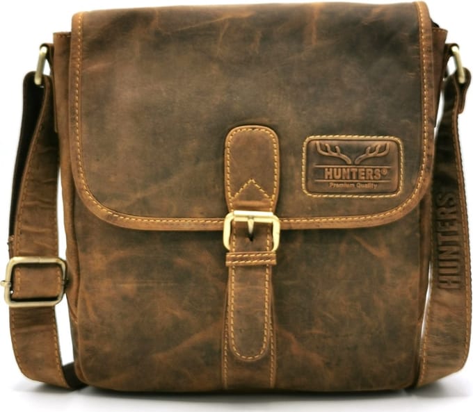 Hunters Leren Schoudertas met gesp H 25cm x B 24cm