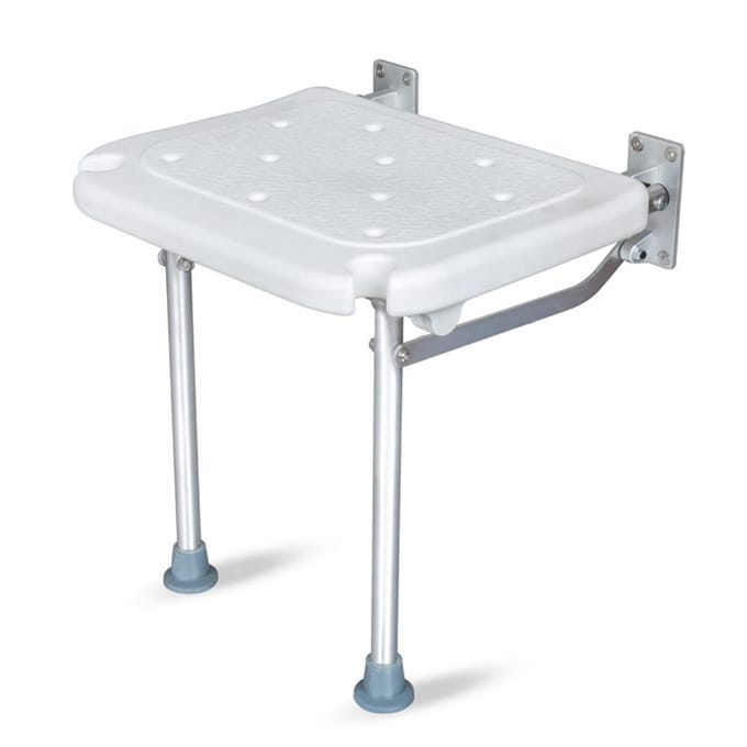 Opklapbaar Douchezitje Opklapbaar Inschroefbaar Badzitje Wandmontage Badkamerstoel Kruk met Antislip White and silver white