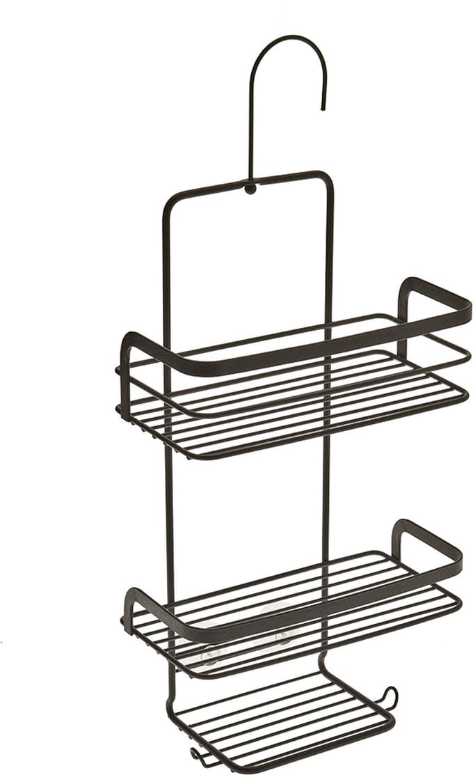 Metaltex - Doucherek met haak - Origin Line - 23 x 12 x 38/47 cm - Zwart