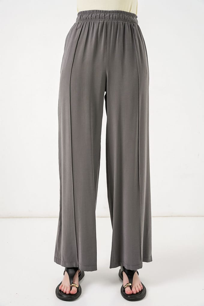 Brede Pijpen Broek met Elastische Taille