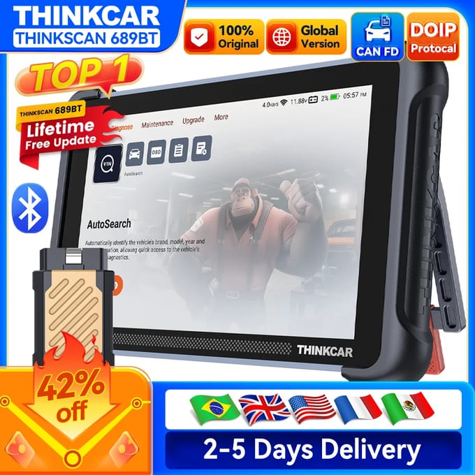 THINKCAR 689BTOBD2 diagnosetool voor auto's met 34+ resetfunctie en volledige systeemdiagnose, lezer voor actieve test/ECU-codering/bi-directionele