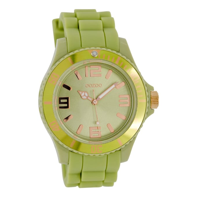 OOZOO Timepieces - Groene horloge met groene rubber band - C4369