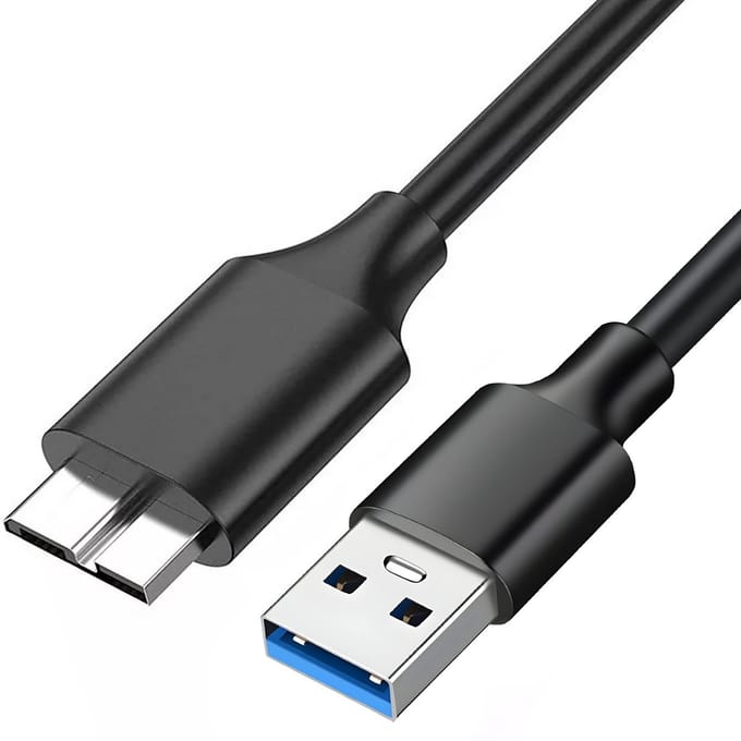 Qost - USB-A 3.0 naar Micro USB-B - 5Gbit/s - USB HDD kabel - Zwart - 0.5 meter - Data Transfer - Compatibel met iPhone 15 Series / Seagate / WD / Westgate / My Passport / MacBook Pro + Air / iPad / Tablet