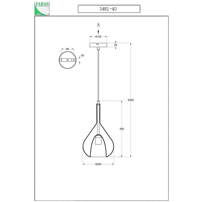 Fabas Luce Hanglamp paars, azuurblauw, 1-lamp, glas