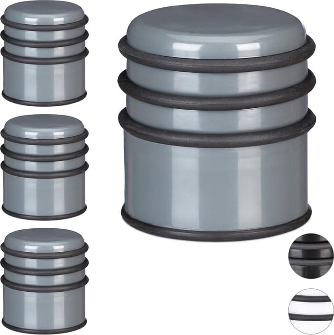 4 x deurstop - deurstopper - rubberen ring - deurbuffer zwaar - kunststof grijs