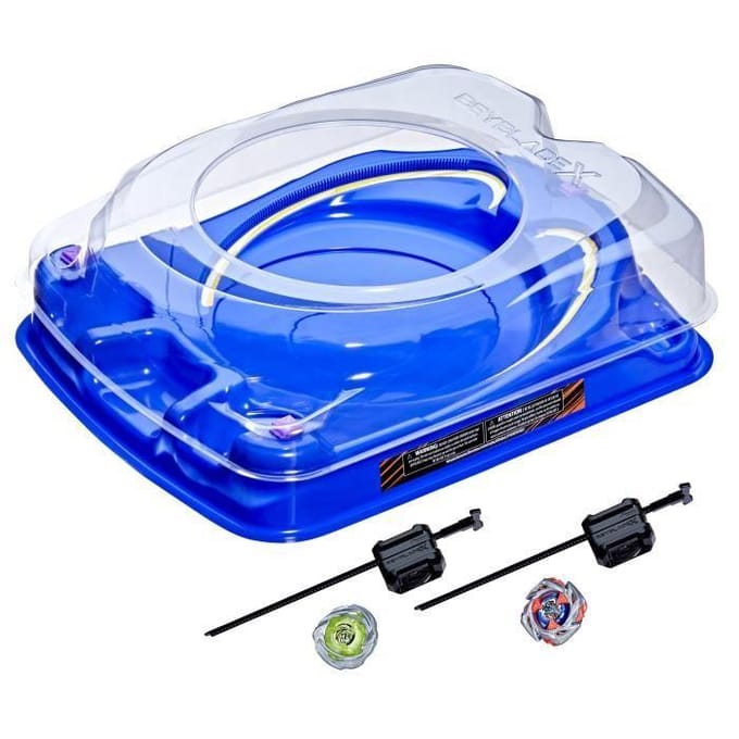 Beyblade X Drop Attack Battle-set met Beystadium - 2 rechtsdraaiende speeltollen en 2 launchers