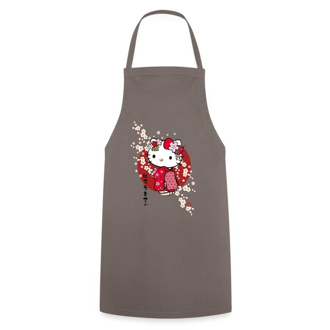 Hello Kitty In Een Rode Kimono En Kersenbloesems Keukenschort