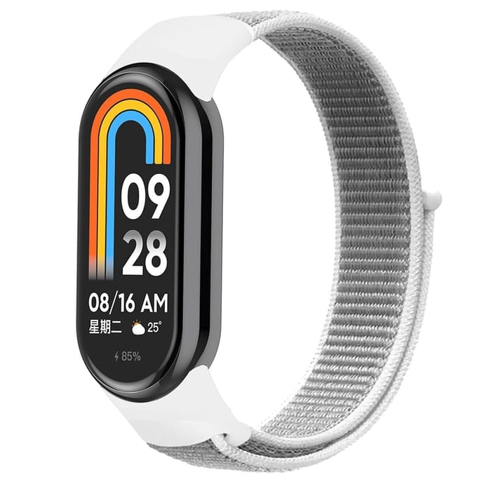 Strap-it nylon bandje met klittenbandsluiting - Geschikt voor Xiaomi Smart Band 11 / Smart Band 10 / Smart Band 9 / Smart Band 8 (zeeschelp)
