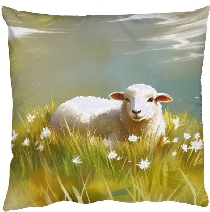 Sierkussens - Kussentjes Woonkamer - 60x60 cm - Schaap - Weide - Groen