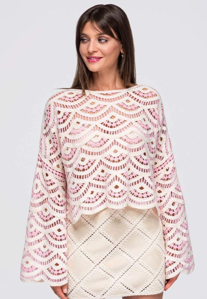 OMBRE Blouse - Loose Fit - Lange Mouw - Geen Sluiting Roze ONESIZE
