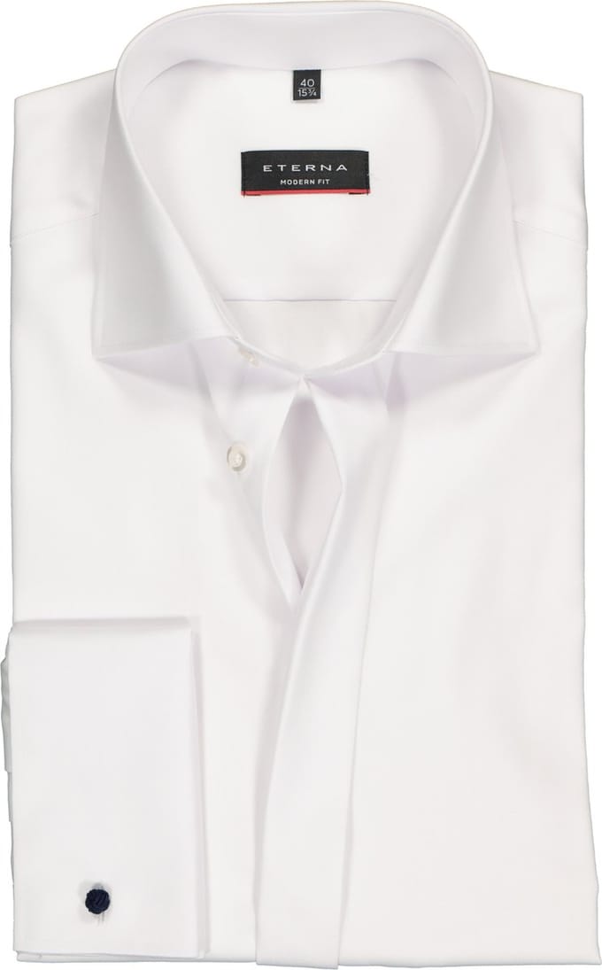 ETERNA modern fit overhemd mouwlengte 7 - twill met dubbele manchet - wit - Strijkvrij - Boordmaat: 40 (EU maat: M)