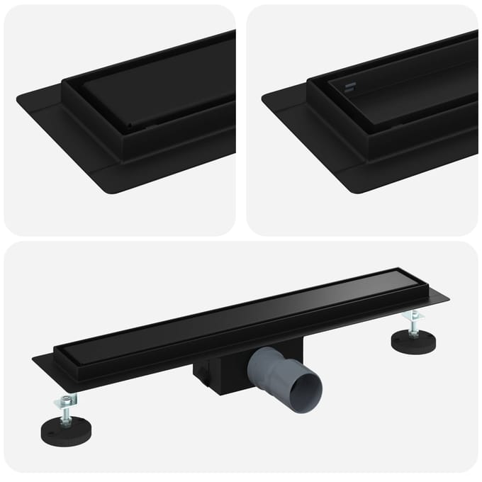 vidaXL - 2 - in - 1 - Doucheafvoer - Zwart - 60 - cm - Roestvrij - staal - 304