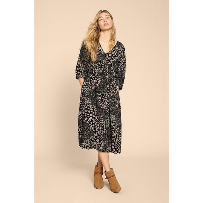 White Stuff Lucy Eco Vero Mini Dress Black Printed Größe: 6 REGULAR | Midikleider Outlet | Damen | Schwarz