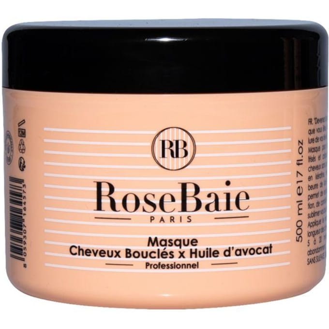 Masque capillaire - Rose Baie - Huile d'Avocat - Kératine - Beurre de Karité - Cheveux Bouclés