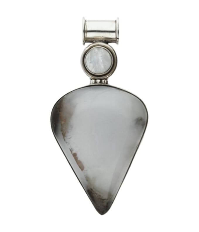 Zilveren blauwe Chalcedoon edelsteen punt XL hanger