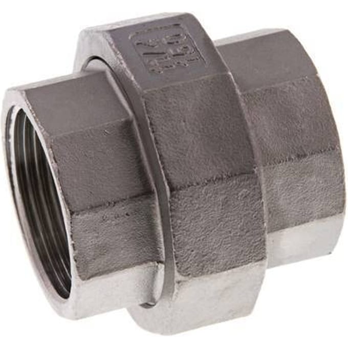 Rechte Aansluiting  Rp1 1/4'' Binnendraad RVS met Vlakke Afdichting PTFE 16bar
