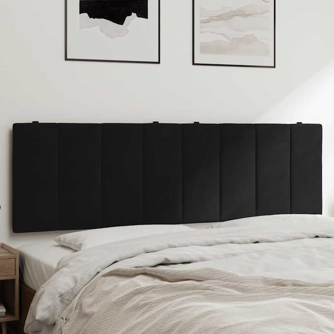 vidaXL - Hoofdbordkussen - "Hanko" - 160 - cm - fluweel - zwart