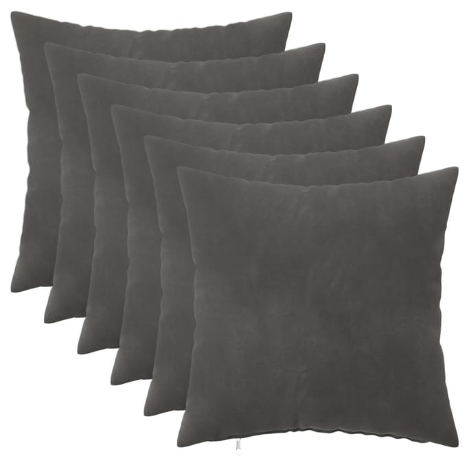 vidaXL - Kussensloop - 6 - pcs - HEERLEN - Donkergrijs - 30 - x - 30 - cm - Fluweel