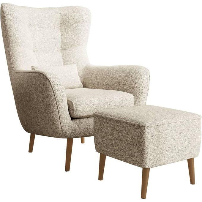Fauteuil met hocker Verdiro bouclé | NADUVI Collection