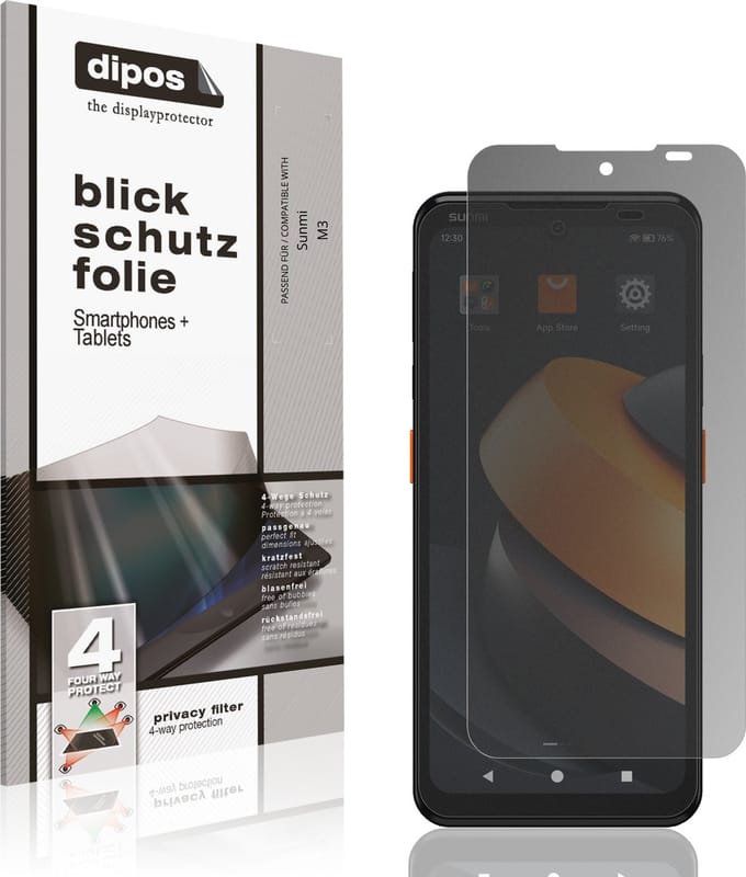 dipos – Matte Privacy Screenprotector geschikt voor Sunmi M3 | Anti-Spy Beschermfolie