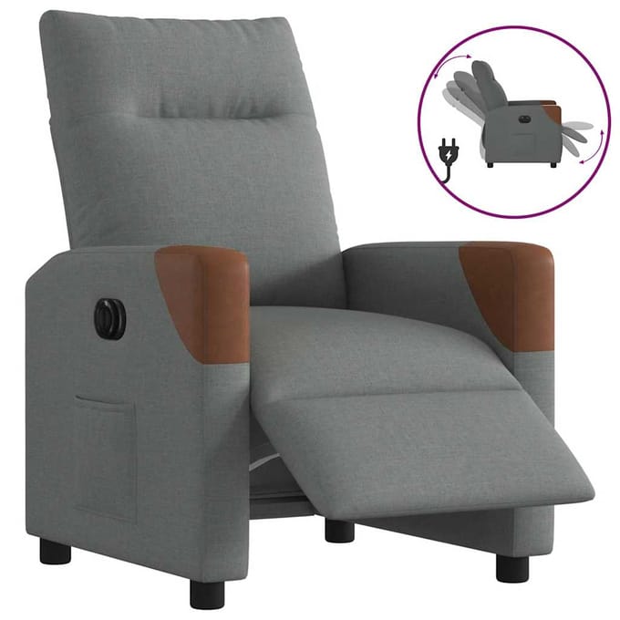 vidaXL - Fauteuil - elektrisch - verstelbaar - stof - donkergrijs