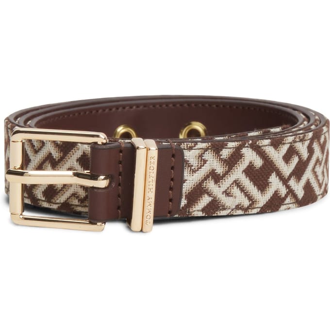 Tommy Hilfiger Th Square 2.5 Jacquard Belt Classic Khaki Größe: 75 | Gürtel Outlet | Damen | Braun