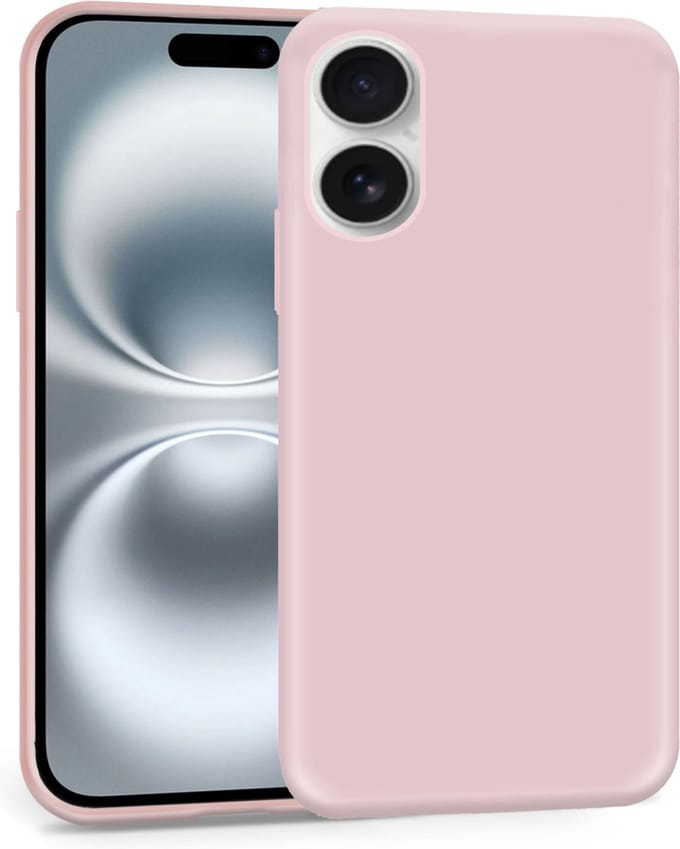 Geschikt voor Apple iPhone 16 Plus - Hoesje- Suède Back Cover Case Rose
