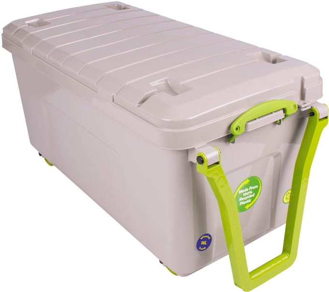 Really Useful Box recycled opbergkoffer op wieltjes 16 liter | grijs